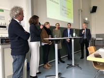 Die Abschlussdiskussion, v. l .n. r.: Patric F. C. Meier, Uta Wüst, Dr. Simone Egger, Kathrin Frische, Dr. Bernd Bienzeisler, Prof. Dr. Gerhard Berz